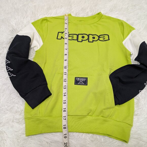 Kappa Unisex Crew Neck Lime Yellow Pullover Loopknit with logo Sweatshirt NWOT - Picture 3 of 8